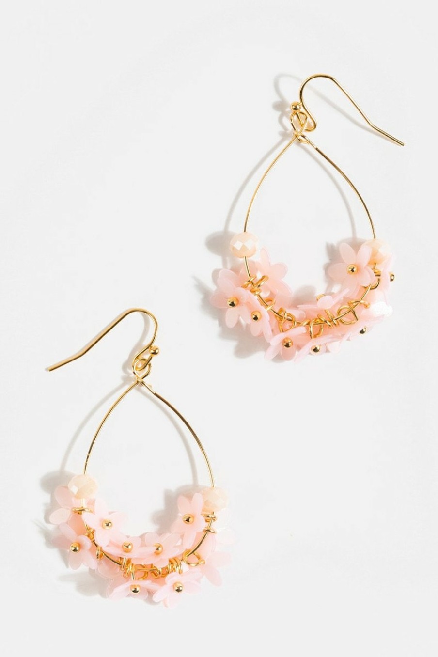 Francesca's Faye Floral Tear Drop Earrings Pale Pink Earrings