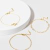 Francesca's Lauri Paperclip Clover Cupchain Bracelet Set Gold Bracelets