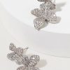 Francesca's Martina Crystal Pave Flower Drop Earrings Silver Earrings