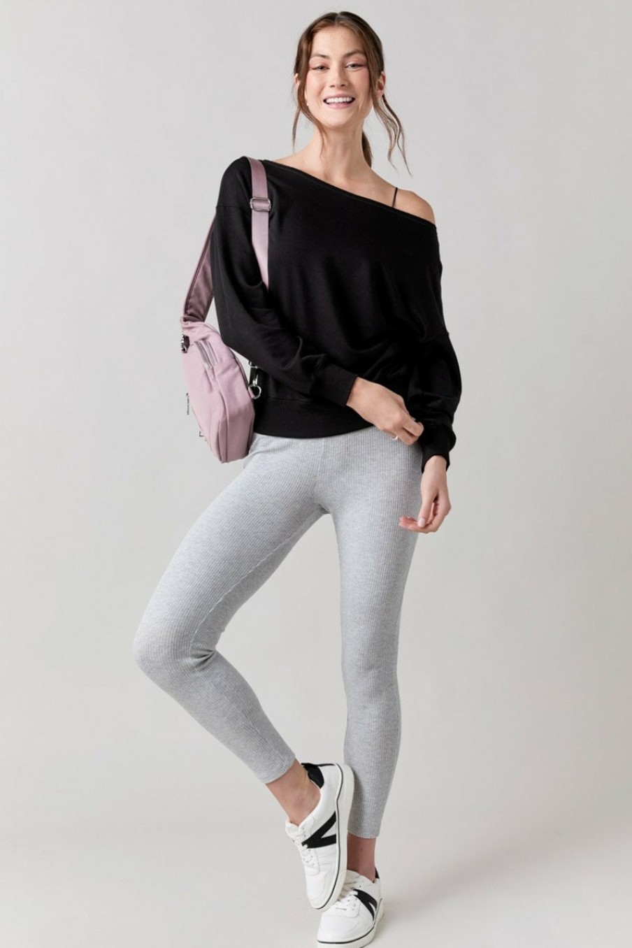 Francesca's Angelina Off The Shoulder Sweatshirt Tops