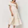 Francesca's Emma Puff Sleeve Tiered Midi Dress Dresses