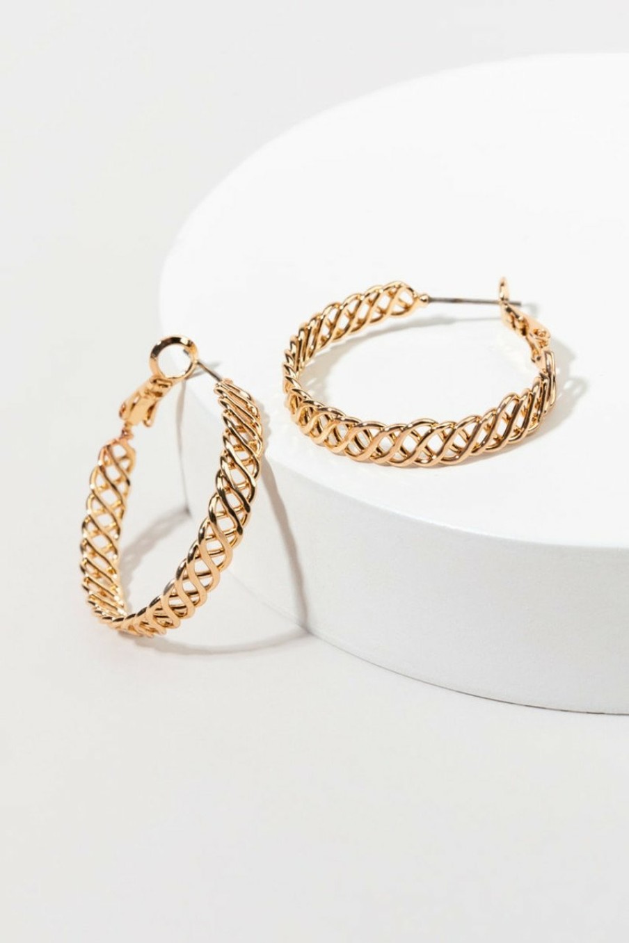 Francesca's Sharon Celtic Braid Hoops Gold Earrings