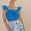 Francesca's Kayley Crochet Tank Blue Tops