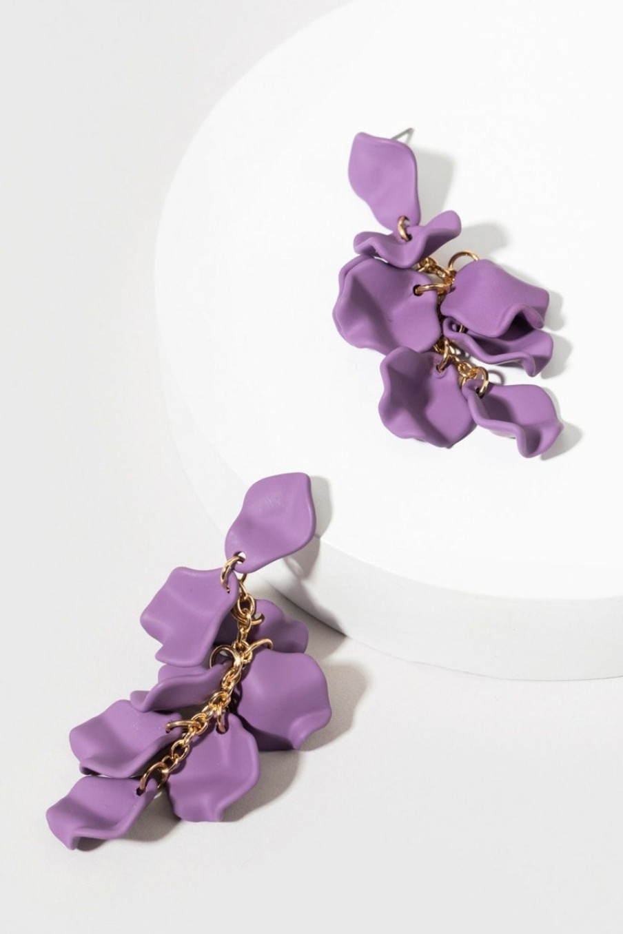 Francesca's Skyla Petal Drop Earrings Purple Earrings