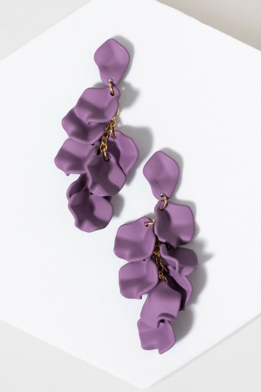 Francesca's Skyla Petal Drop Earrings Purple Earrings