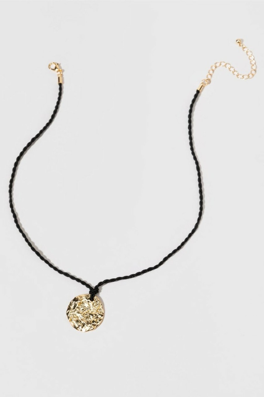 Francesca's Carol Hammered Coin On Chord Necklace Black Necklaces