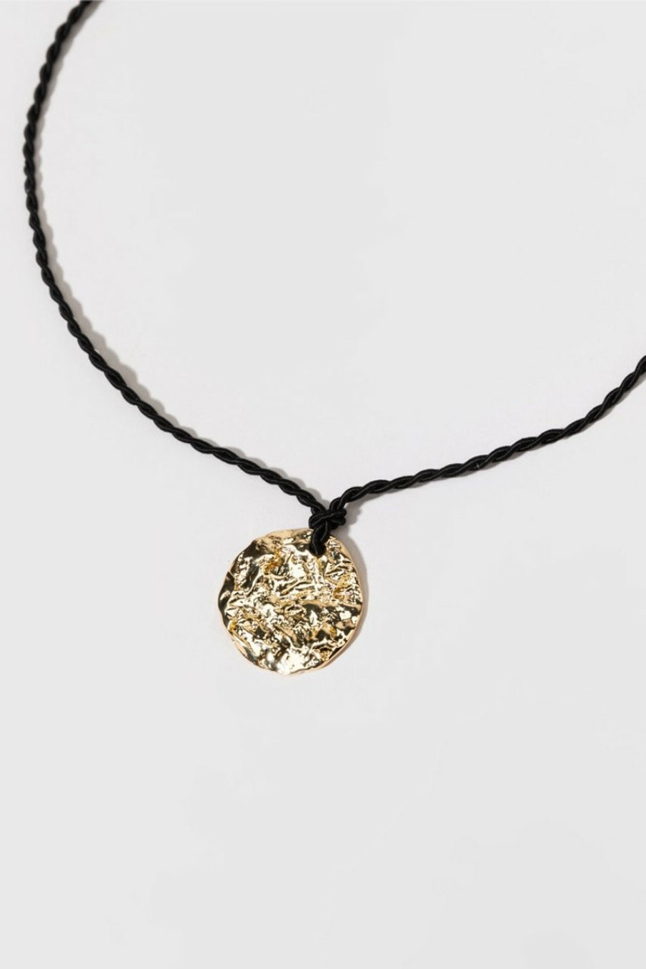 Francesca's Carol Hammered Coin On Chord Necklace Black Necklaces