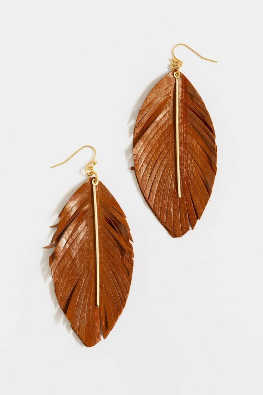 Francesca's Gia Leather Leaf Drop Earrings Brown Earrings