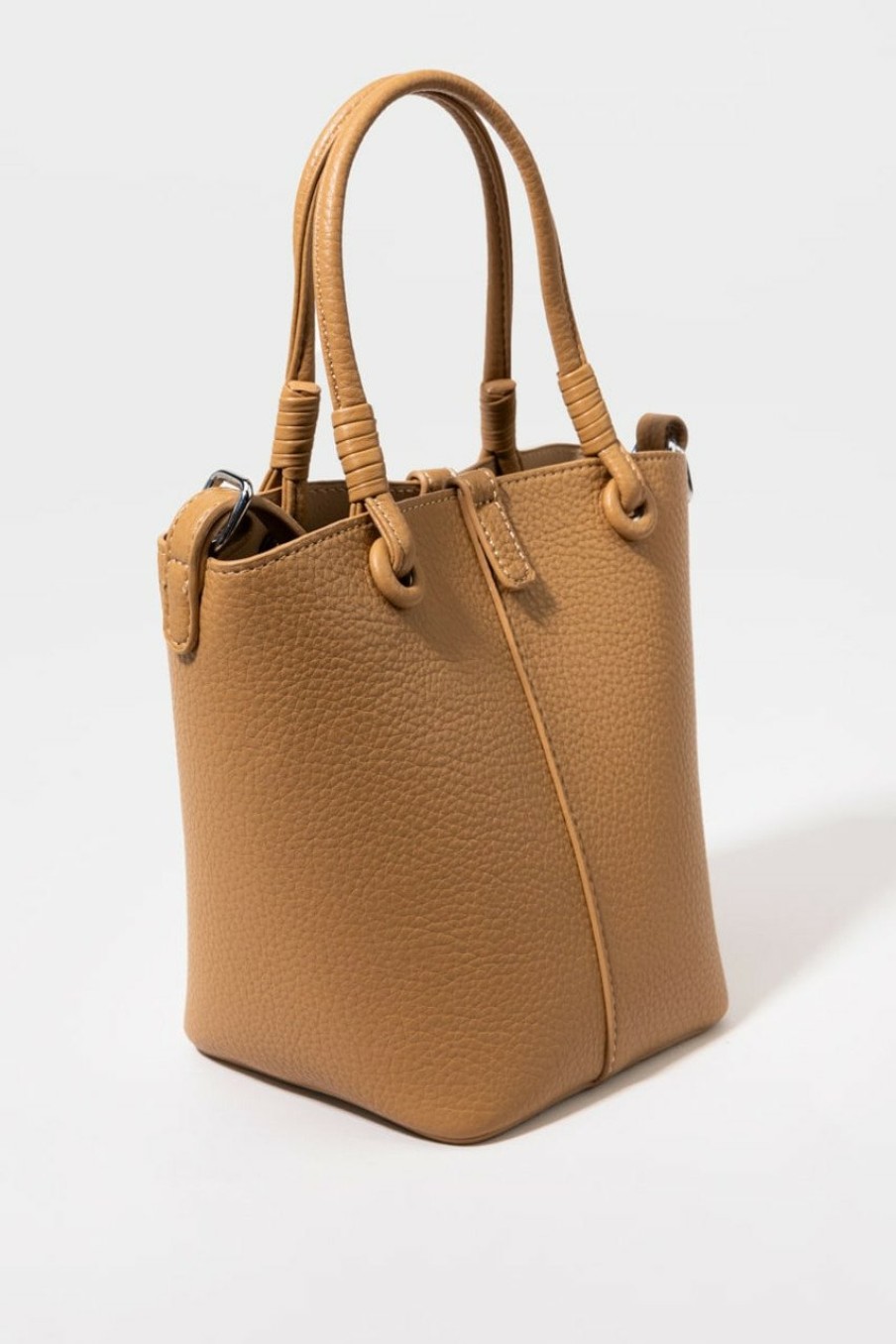 Francesca's Janelle Pebbled Vegan Leather Tote Bag Tan Bags & Wallets