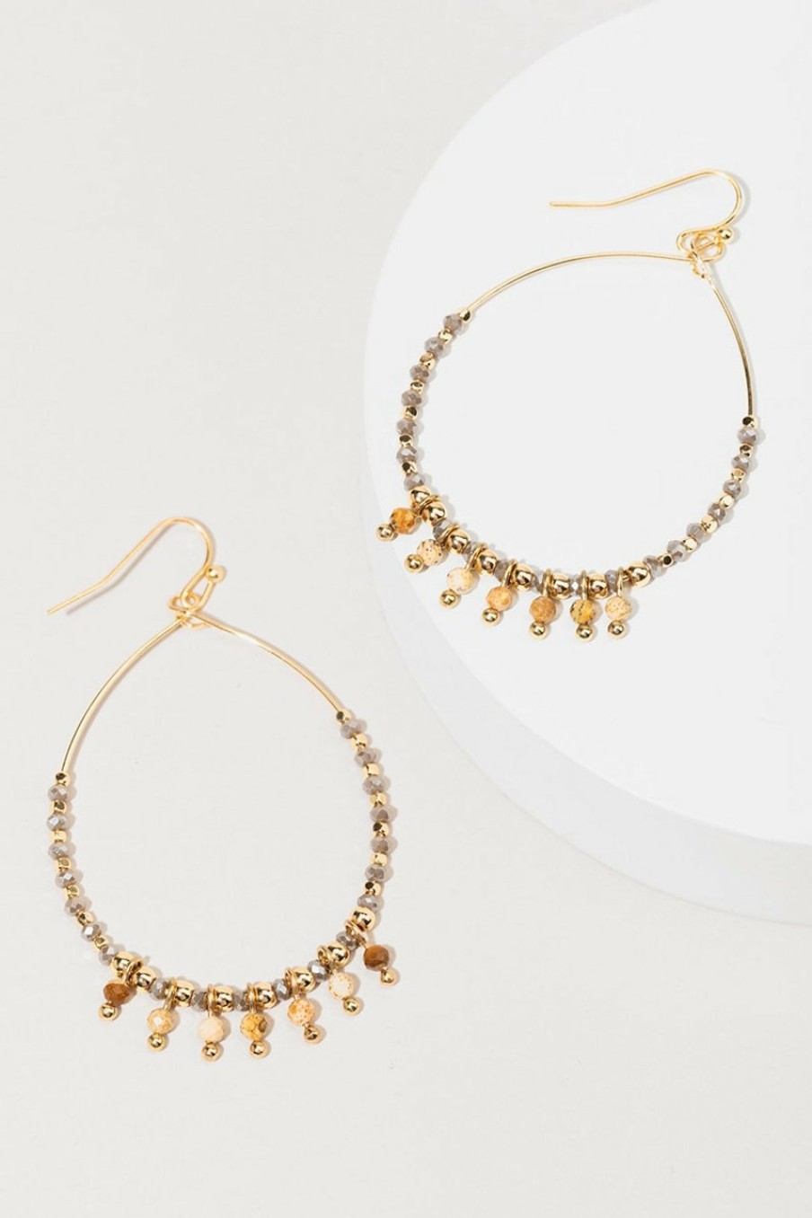 Francesca's Rosanna Gold Drop Earrings Gray Earrings