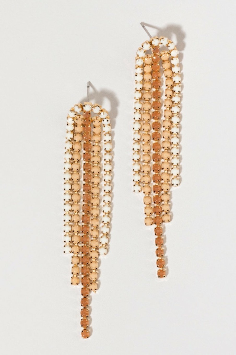 Francesca's Robin Latte Bead Arch Chandelier Earrings Natural Earrings