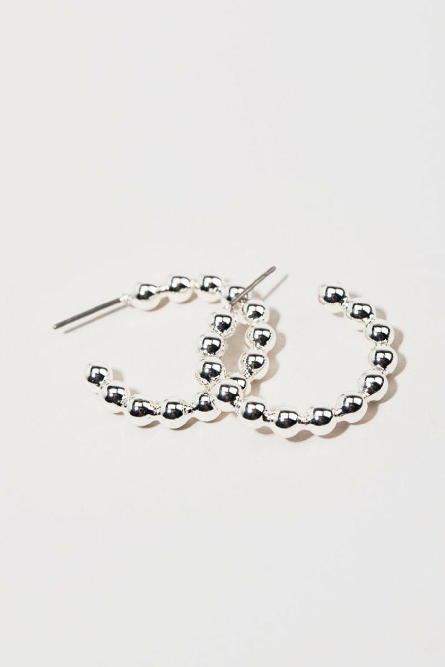 Francesca's Ivy Metal Ball Hoop Earrings Silver Earrings