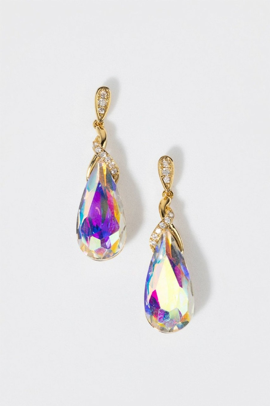 Francesca's Brigitta Large Teardrop Cz Drop Earrings Iridescent Earrings