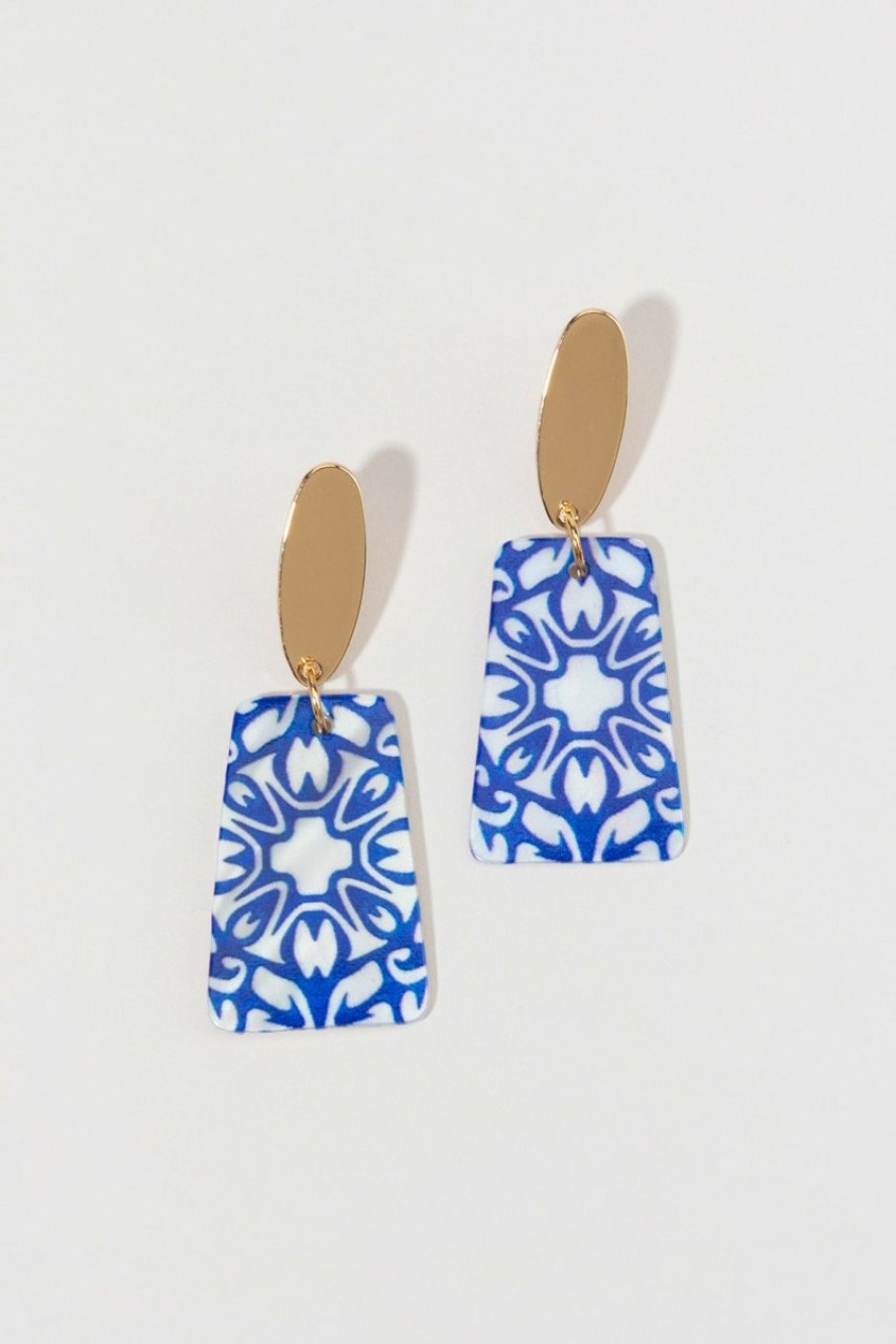 Francesca's Rosalinda Oval Post Santorini Shell Drop Earrings Blue Earrings