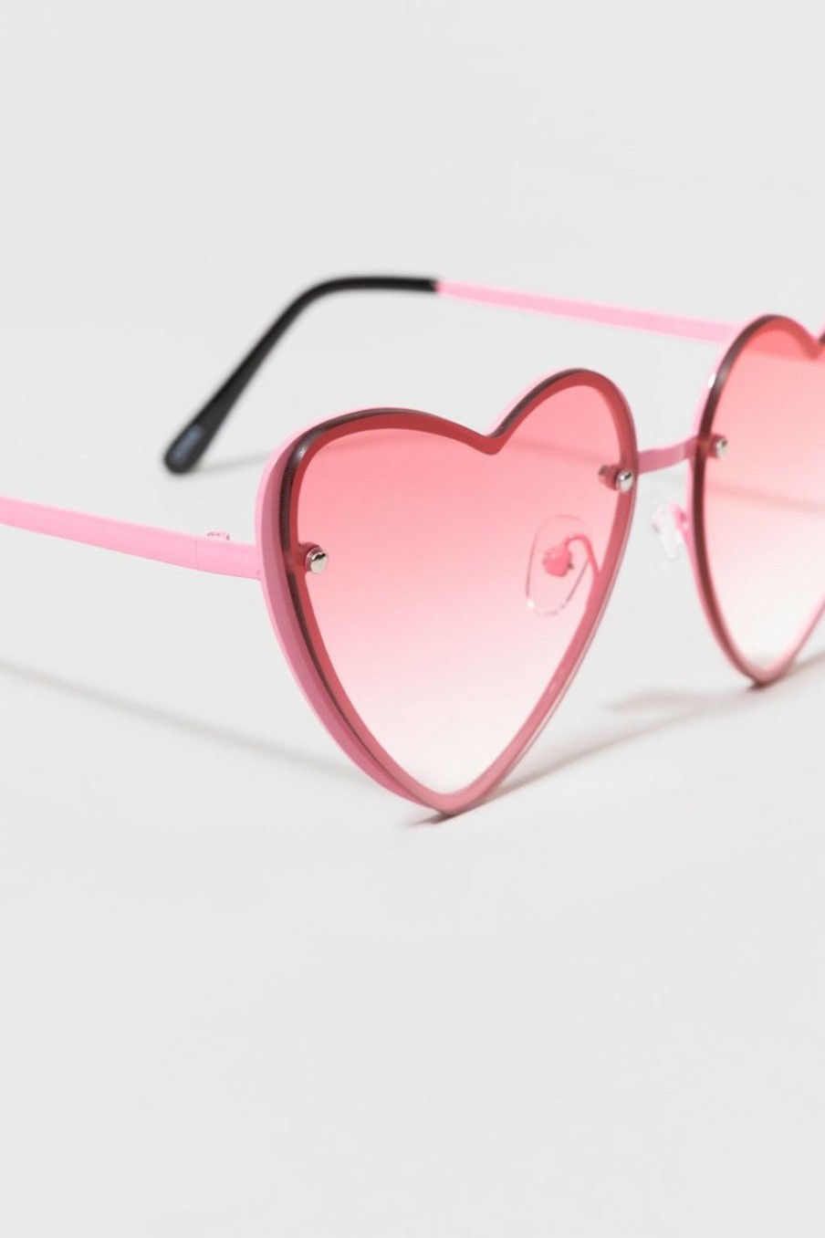 Francesca's Lori Hot Heart Sunglasses Pink Sunglasses