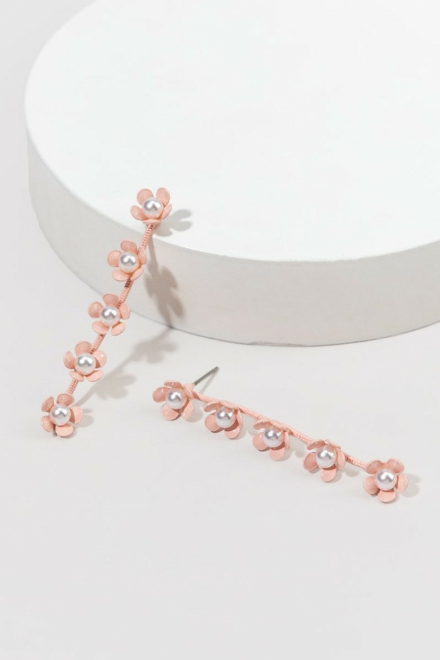 Francesca's Loraine Enamel Flower Earrings Pale Pink Earrings