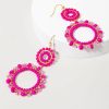 Francesca's Jenny Seedbead Tonal Circle Drop Earrings Fuchsia Earrings