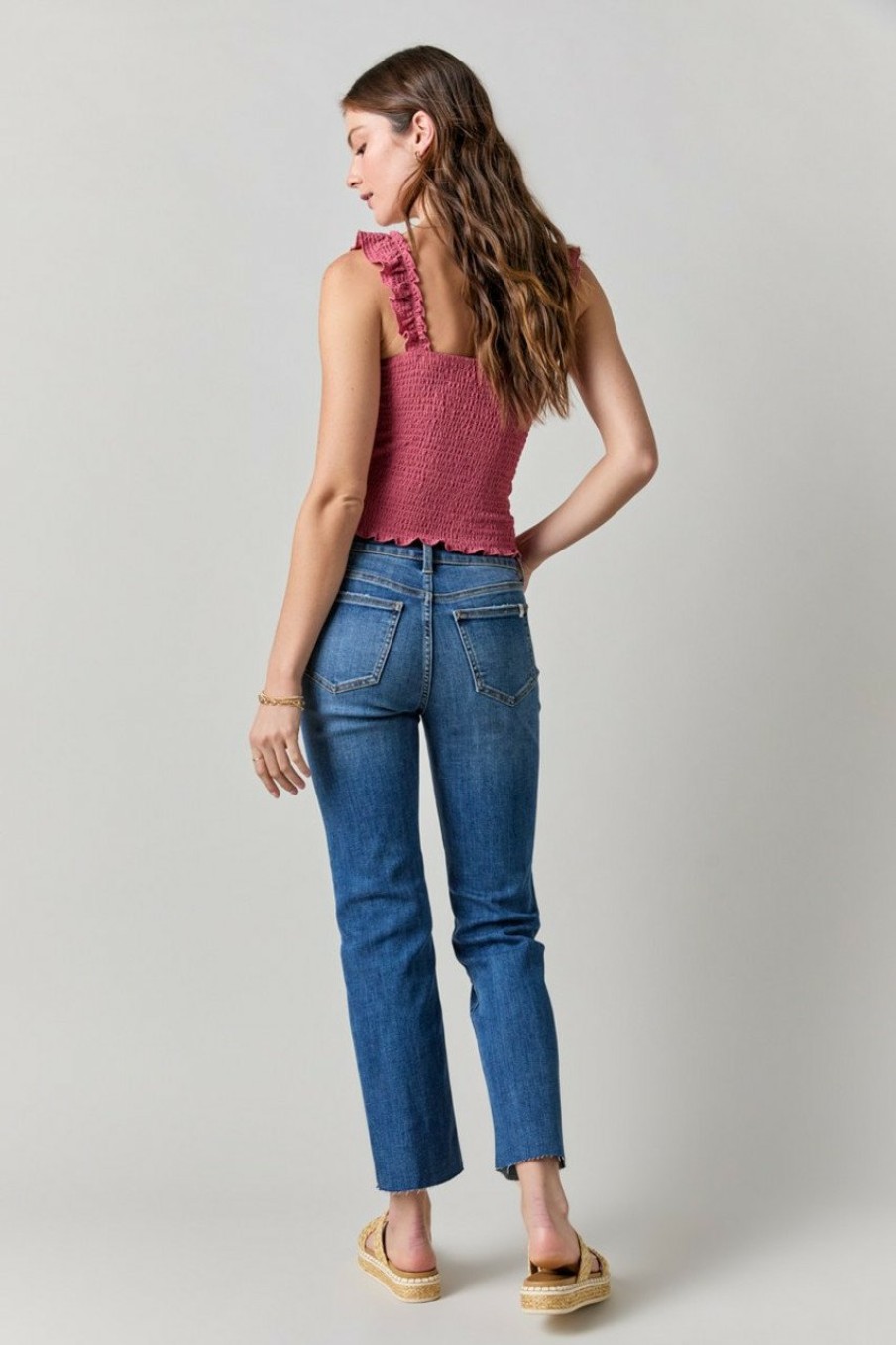 Francesca's Imogene Kick Crop Denim Jeans Medium Jeans