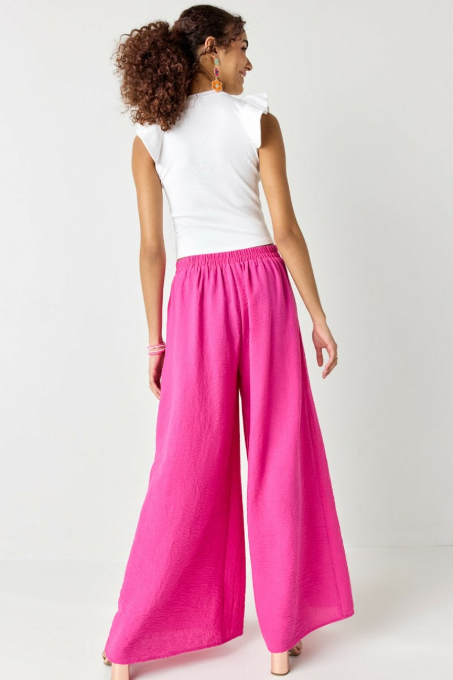 Francesca's Athena Side Slit Fluid Pants Pink Pants