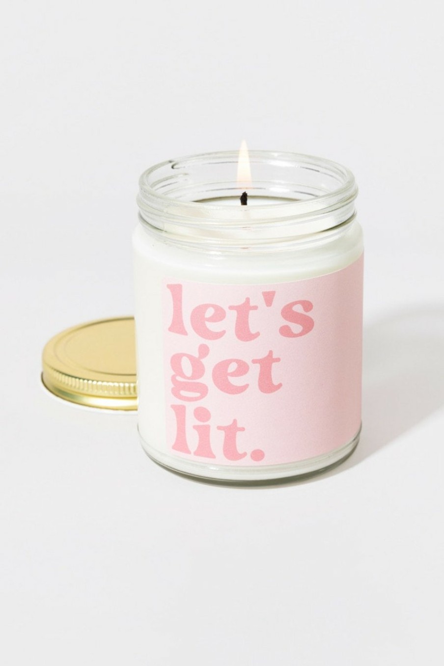 Francesca's Lets Get Lit Candle Jar Pink Candles