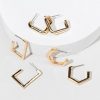 Francesca's Stassie Square Hoop Earring Set Gold Earrings