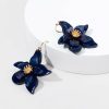 Francesca's Koral Resin Flower Drop Earrings Navy Earrings