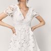 Francesca's Sylvia Floral Lace Waisted Dress White Dresses