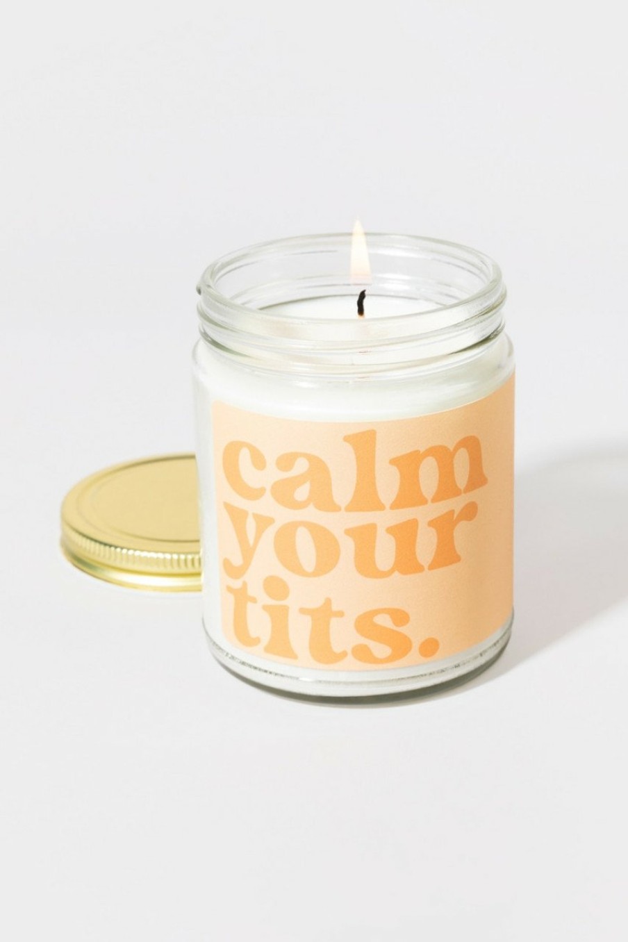 Francesca's Calm Your Tits Candle Jar Orange Candles