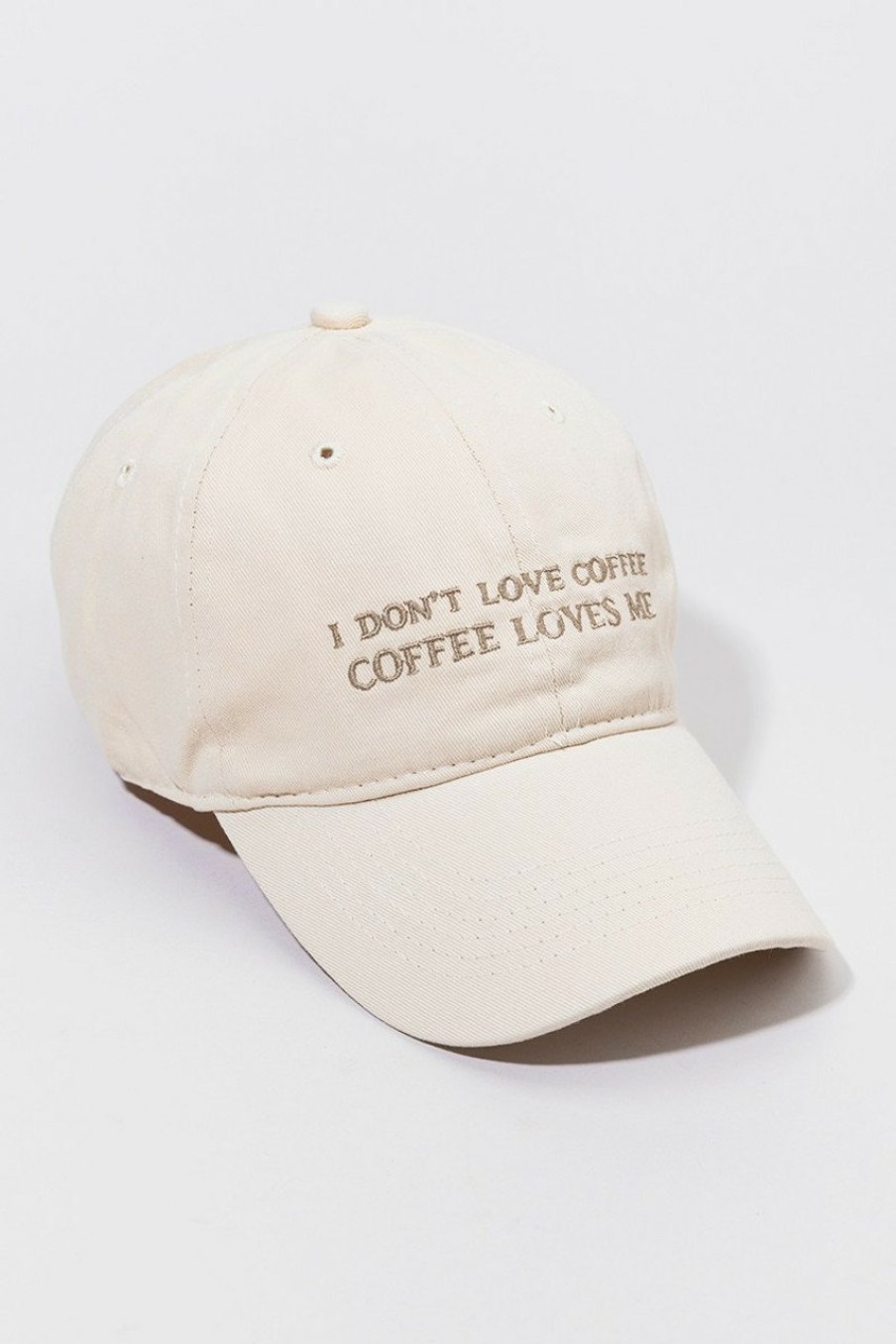 Francesca's I Don'T Love Coffee Baseball Hat Beige Hats