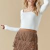 Francesca's Nola Studded Fringe Mini Skirt Brown Skirts