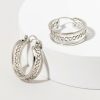 Francesca's Damaris Twisted Small Hoop Earrings Silver Earrings