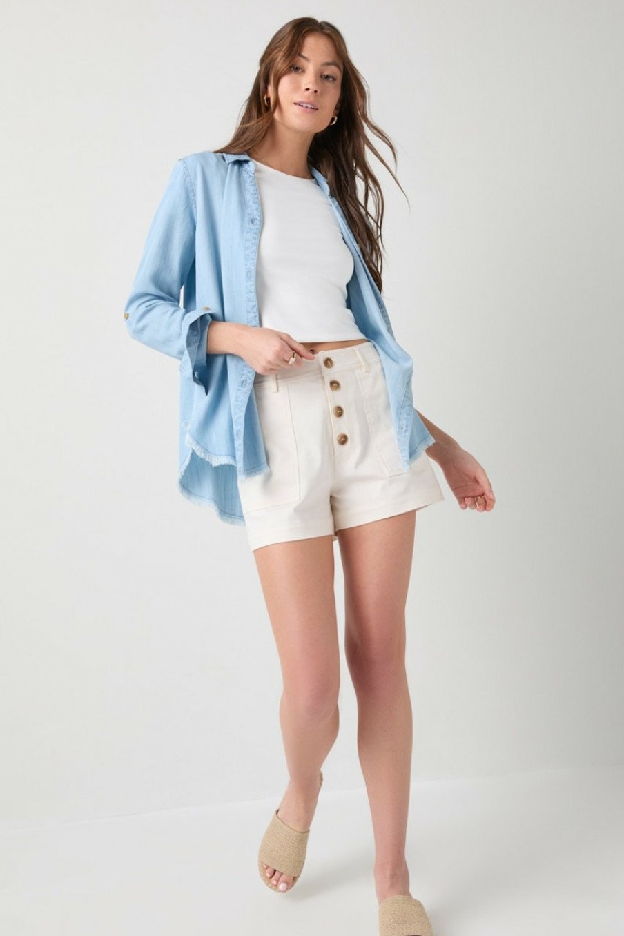 Francesca's Michael Four Button Shorts Shorts