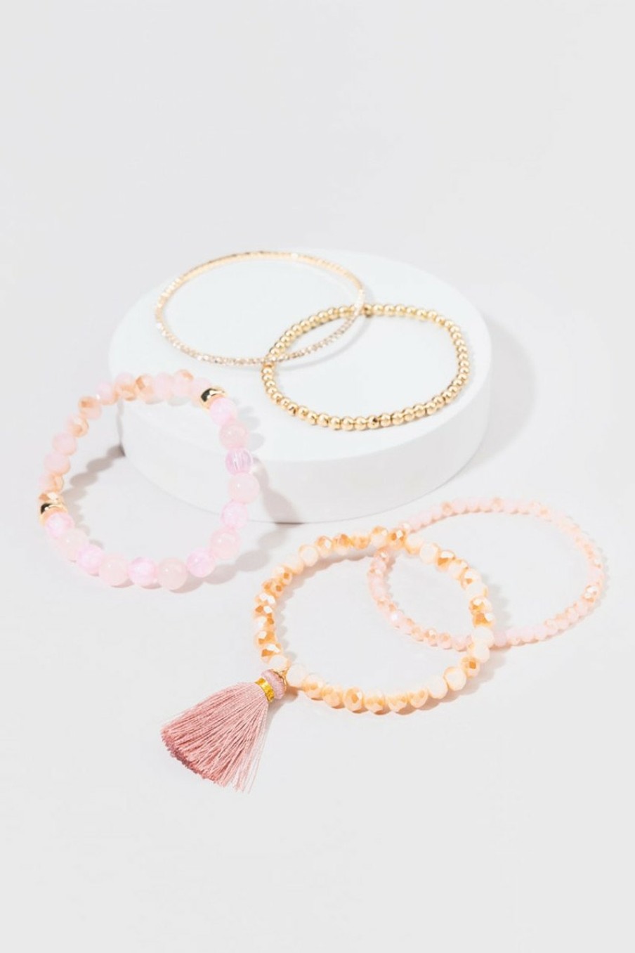 Francesca's Barbara Rose Quartz Bracelet Set Pink Bracelets