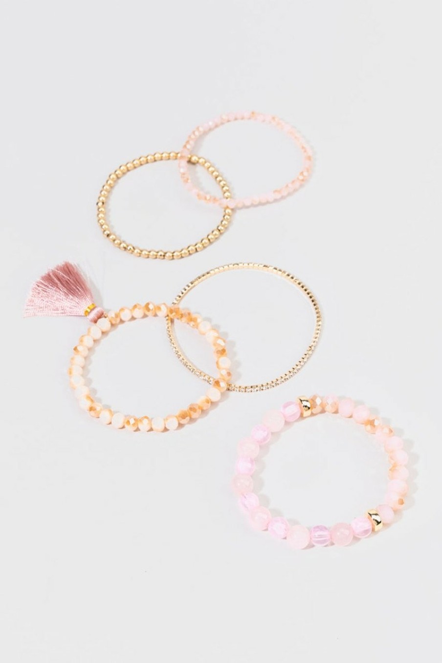 Francesca's Barbara Rose Quartz Bracelet Set Pink Bracelets