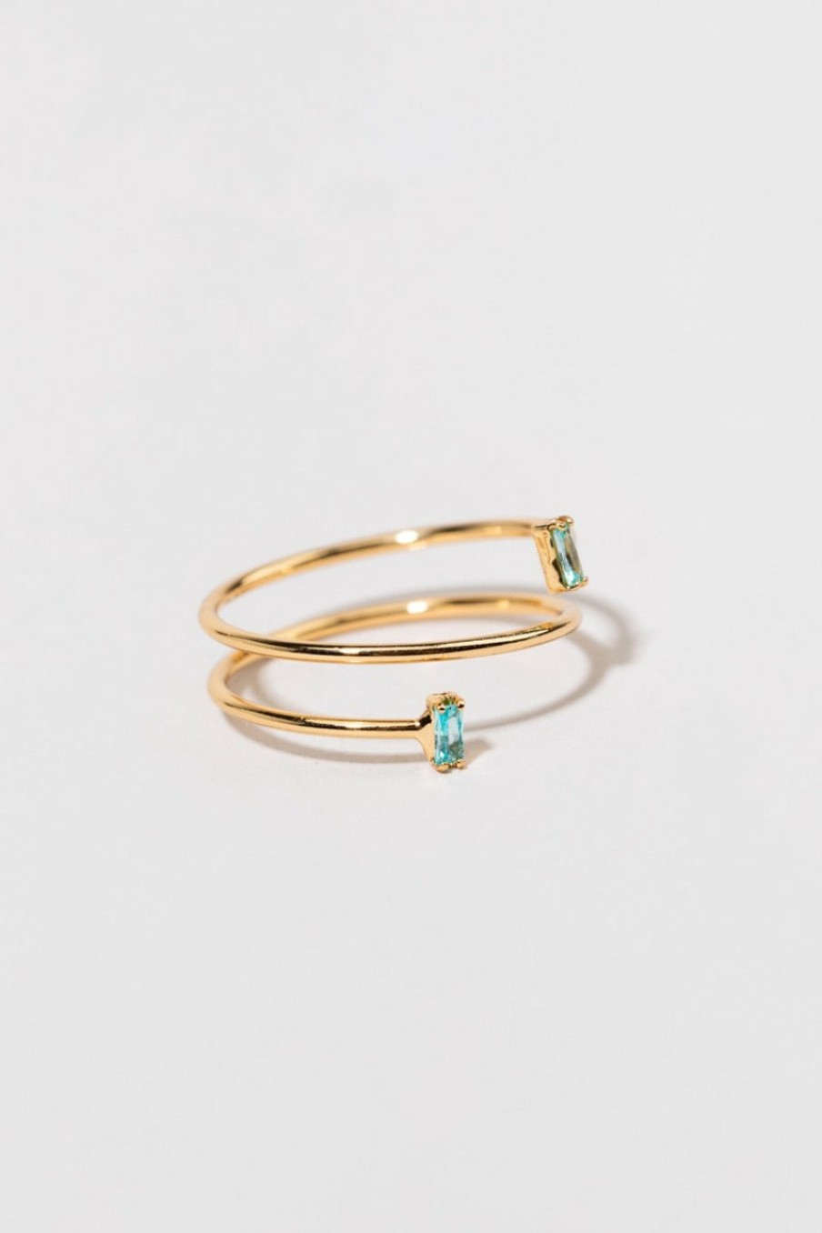 Francesca's Becky Crackle Wrap Gold Ring Green Rings