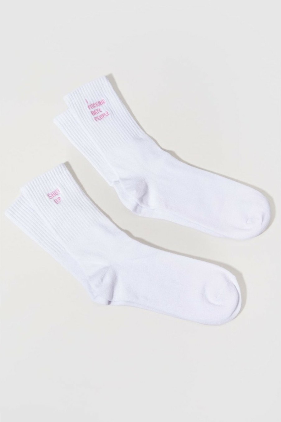 Francesca's I F*Cking Hate People / Shut Up Sock Pack White Socks & Tights