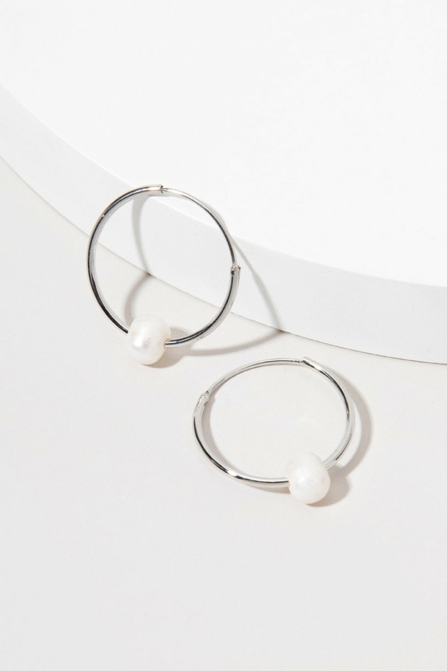 Francesca's Courtney Hoop Pearl Earrings Silver Earrings