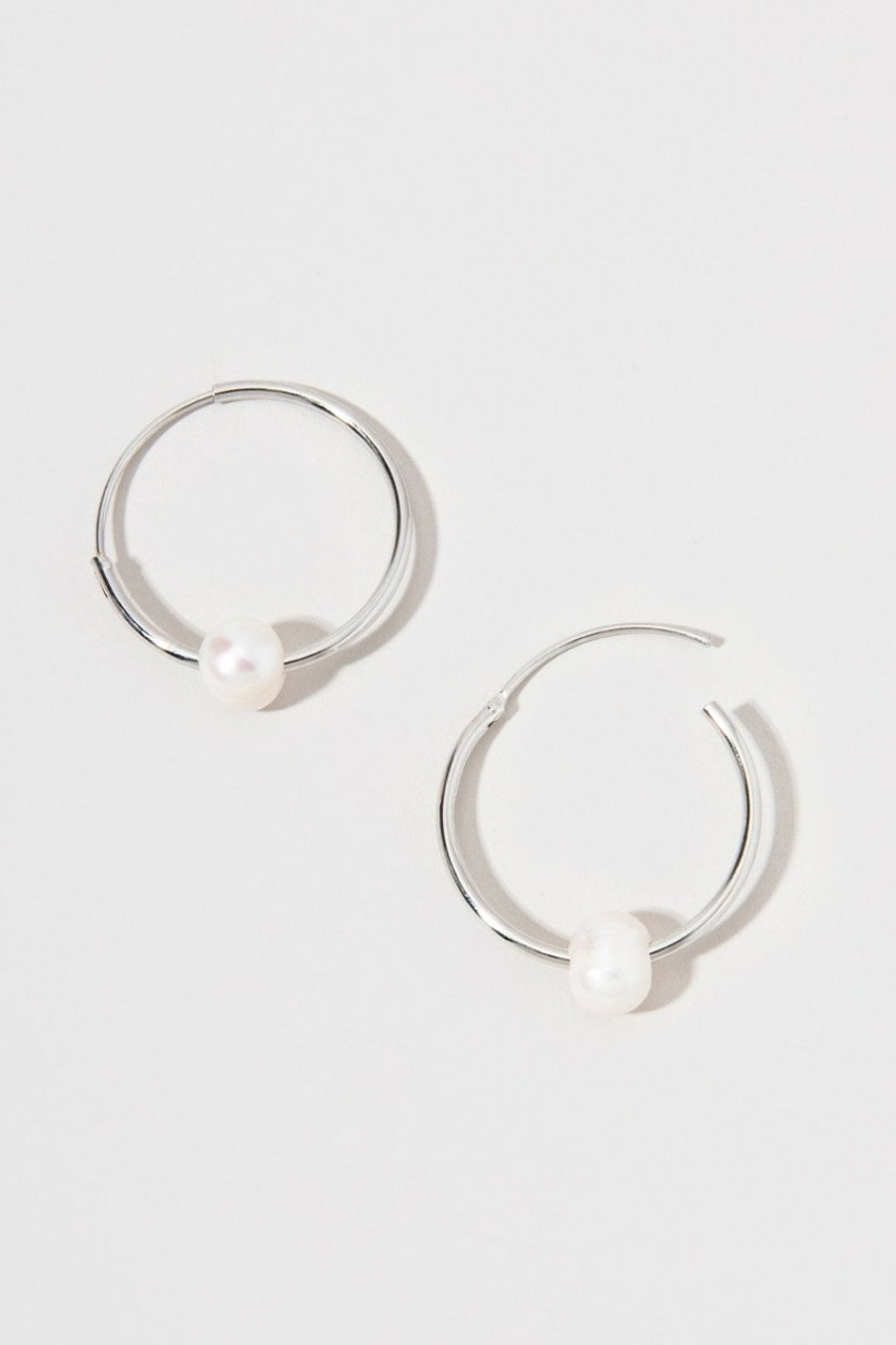 Francesca's Courtney Hoop Pearl Earrings Silver Earrings