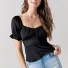 Francesca's Marjorie Satin Tie Back Blouse Tops