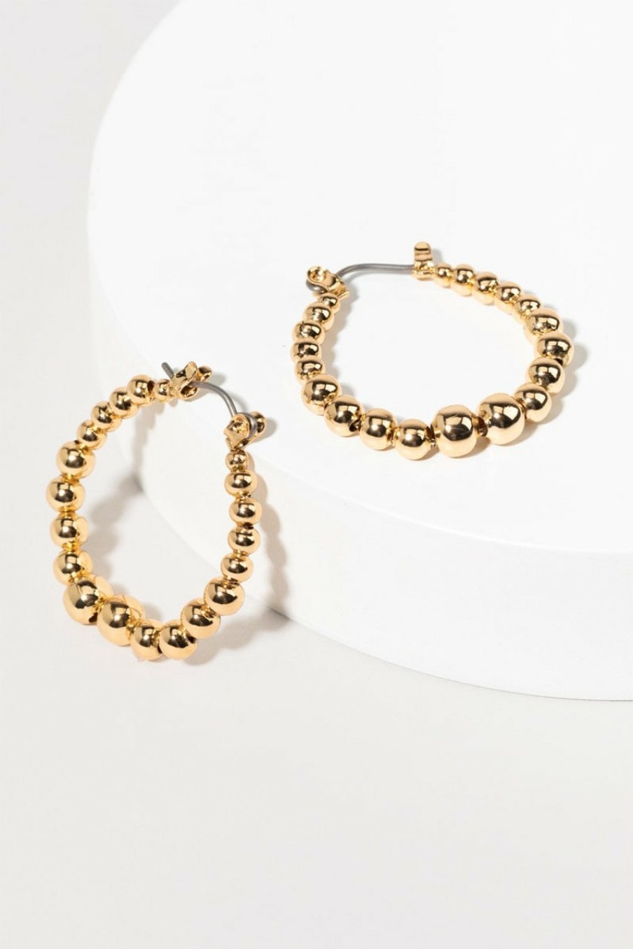 Francesca's Fia Medium Beaded Hoop Earrings Gold Earrings