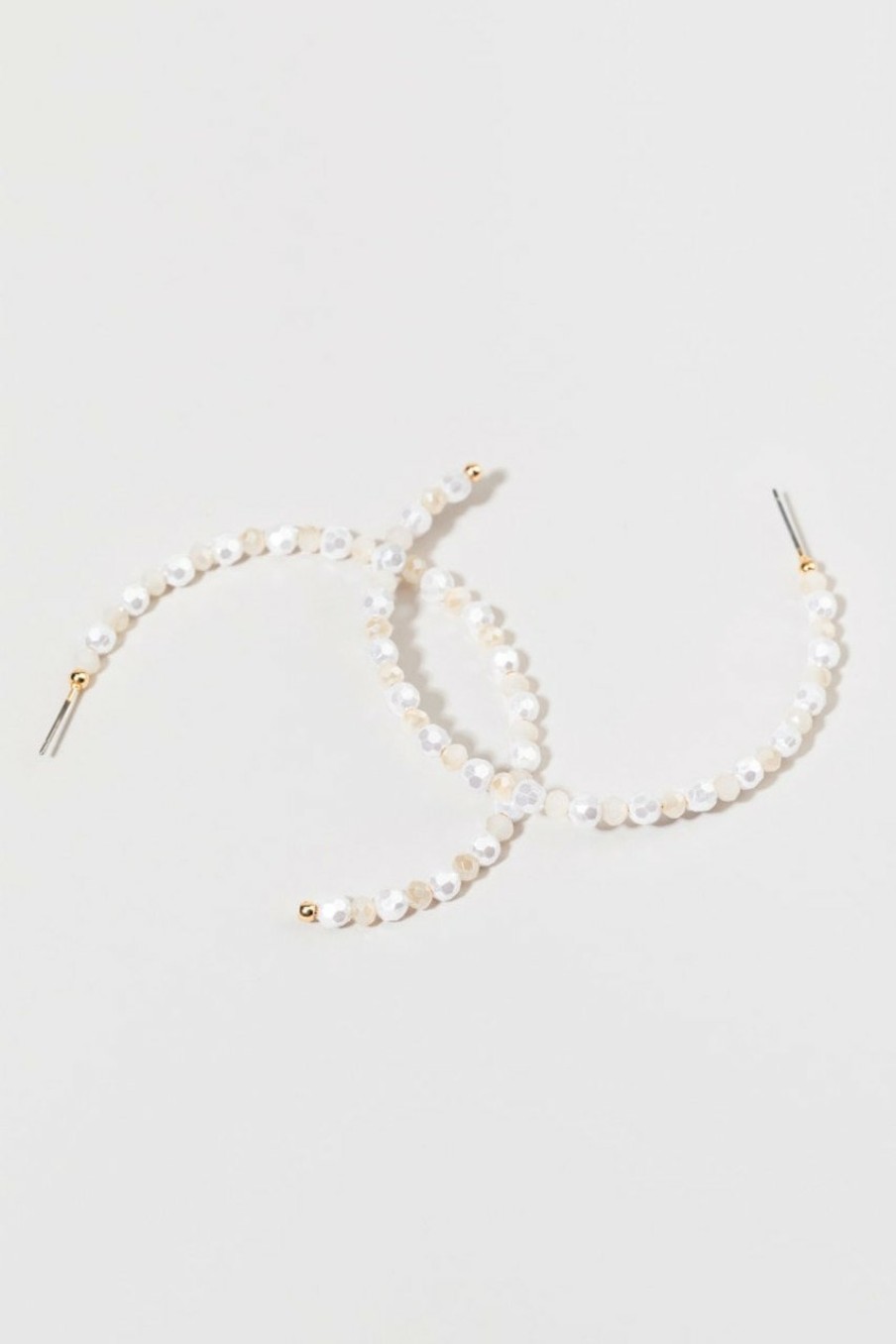 Francesca's Nancy Faceted Iridescent Bead Hoop Earrings Ivory Earrings