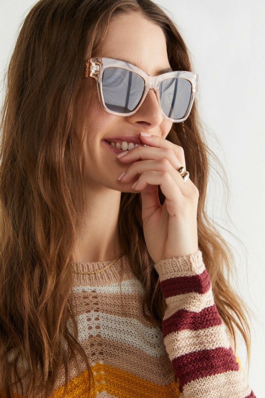 Francesca's Cameron Chunky Sunglasses Clear Sunglasses