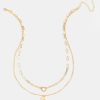 Francesca's Charolette Double Chain Flower Necklace Gold Necklaces