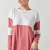 Francesca's Lane Long Sleeve Waffle Knit Tee Pink Tops