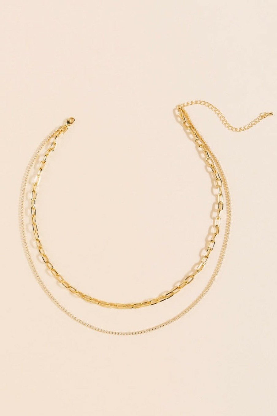 Francesca's Emma Paperclip Layered 14K Gold Dipped Necklace Iridescent Necklaces