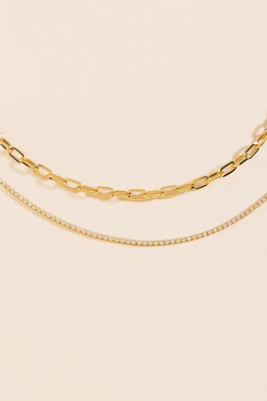 Francesca's Emma Paperclip Layered 14K Gold Dipped Necklace Iridescent Necklaces