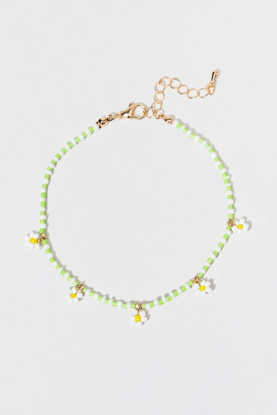 Francesca's Daisy Seedbead Anklet Green Anklets