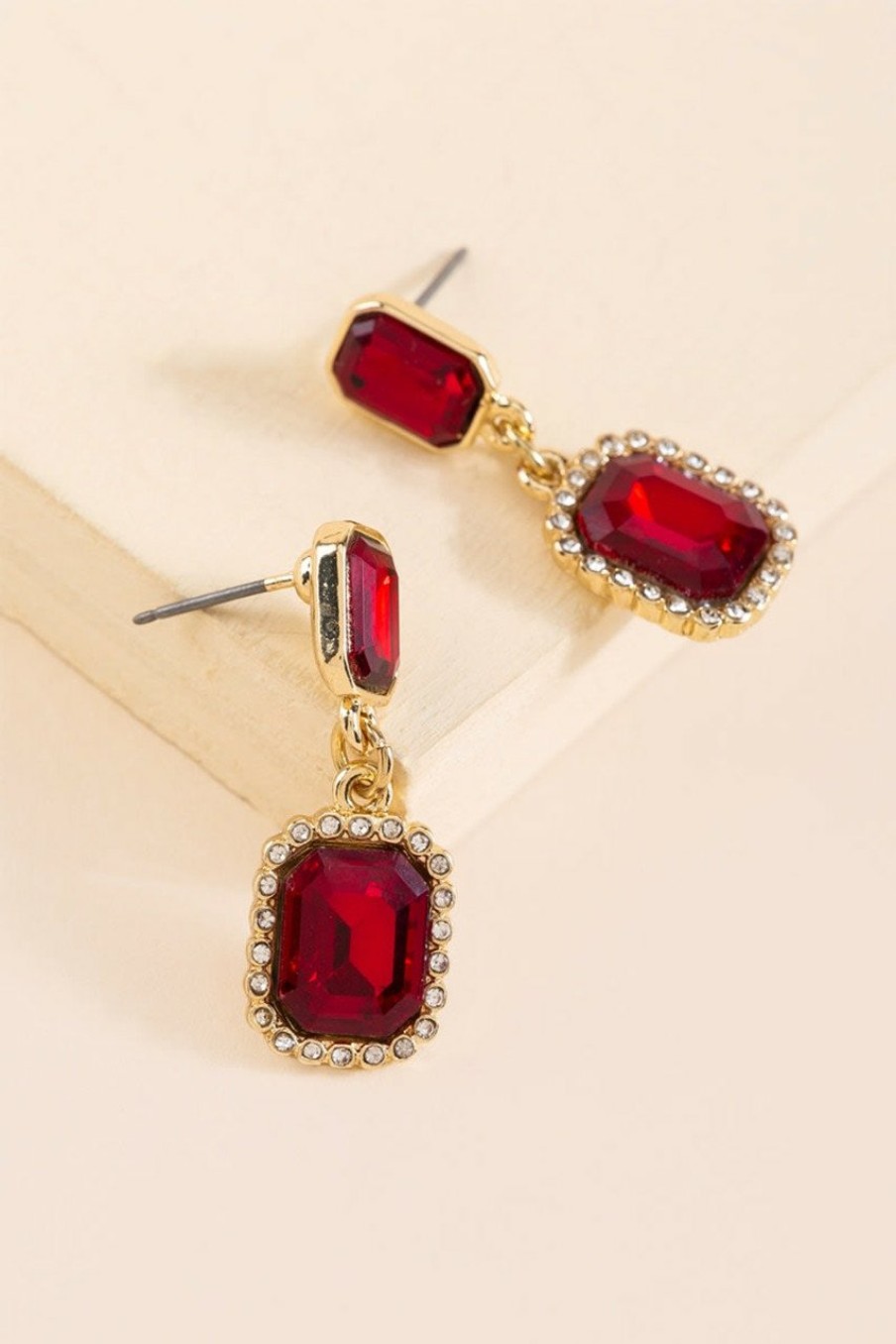 Francesca's Ruby Faceted Drop Earrings Red Earrings