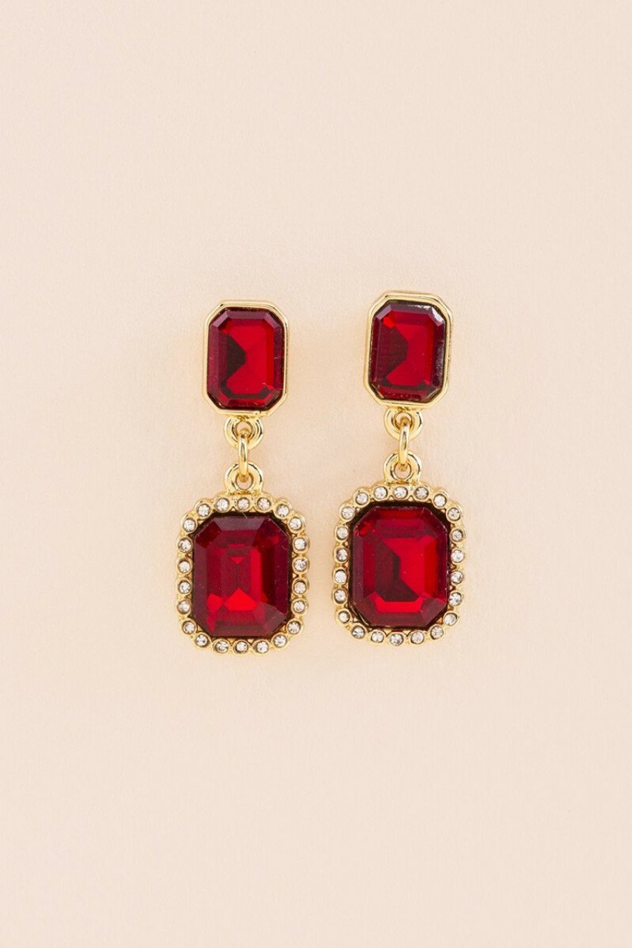 Francesca's Ruby Faceted Drop Earrings Red Earrings