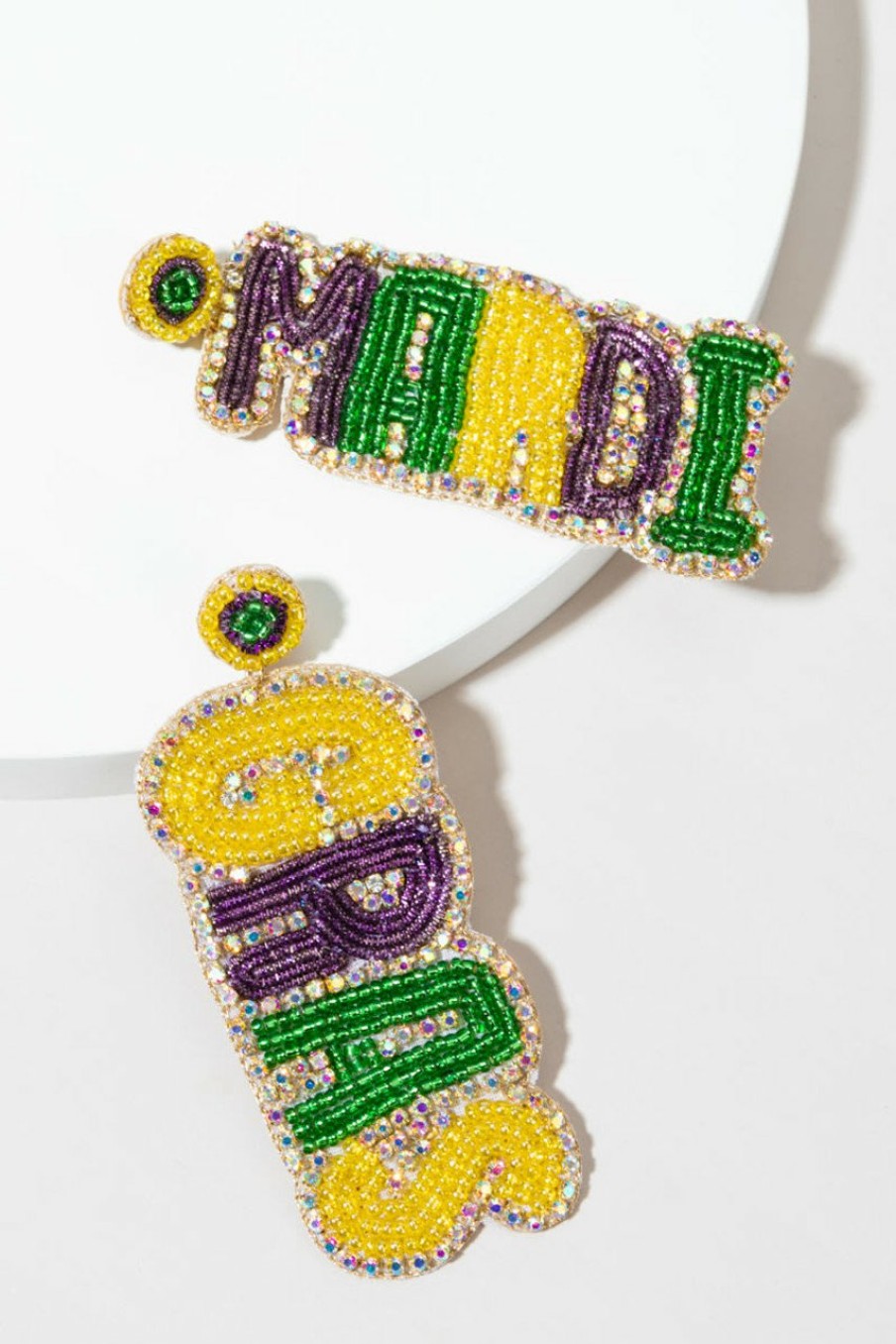 Francesca's Mardi Gras Seedbead Chandelier Earrings Multi Earrings